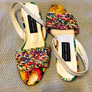 Vintage 1980s Stuart Weitzman Satin Slingbacks